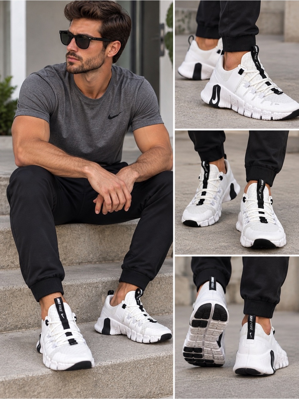 Nike Free Metcon 5 TB Shoes Mens Size 10.5 White Black Training Gym Sneakers